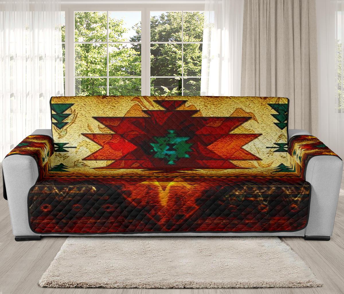 Southwest Brown Symbol Native American 78" Oversized Sofa Protector - Powwow Store