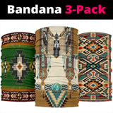 Brown Pattern Breastplate Native American Bandana 3-Pack New