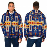 Powwow StoreGBNAT0006204 Navy Tribe Men's Padded Hooded Jacket