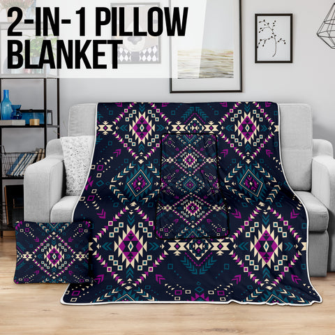 Powwow StoreGBNAT00565 Dark Color Pattern Pillow Blanket