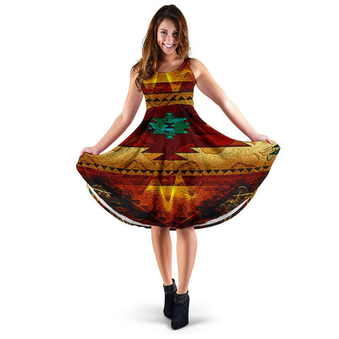 United Tribes Brown Design Native 3D Dress - Powwow Store