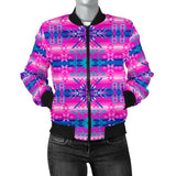 Powwow StoreGBNAT00630 Pink Pattern Native  Women's Bomber Jacket