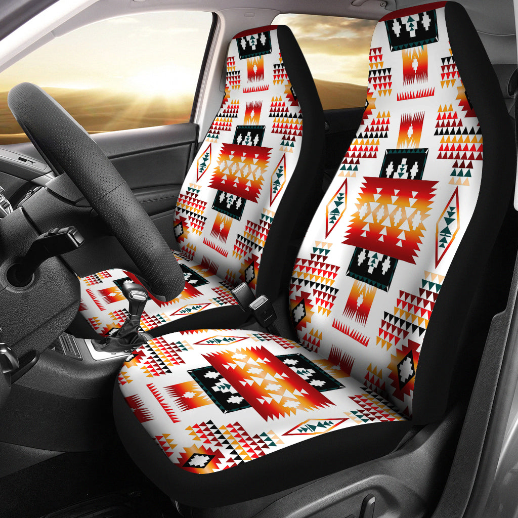 GB-NAT00075 White Tribes Pattern Native American Car Seat Covers