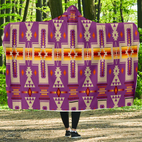 GB-NAT00062-07 Light Purple Design Native Hooded Blanket