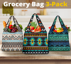 Powwow Store pattern grocery bag 3 pack set 25