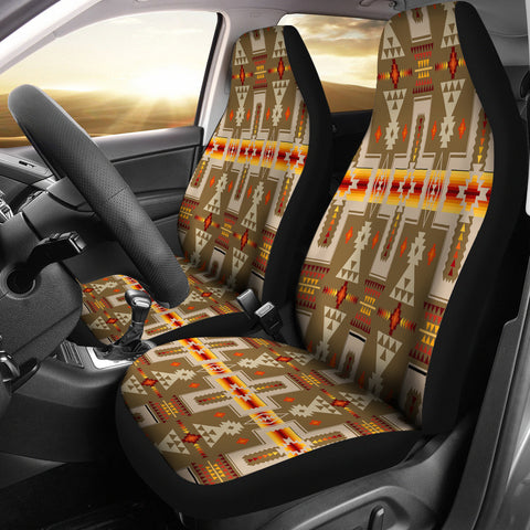 GB-NAT00062-CARS10 Light Brown Tribe Design Native American Car Seat Covers