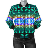 GB-NAT00654 Pattern Blue Native  Women's Bomber Jacket