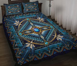 Mandala Blue Design Native American Quilt Bed Set - Powwow Store