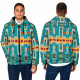 Powwow StoreGBNAT0006205 Turquoise Tribe Men's Padded Hooded Jacket