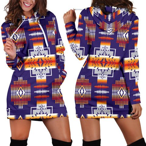 Powwow Store gb nat0004 purple pattern native american hoodie dress