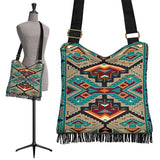 Tribe Blue Pattern Native American Crossbody Boho Handbag