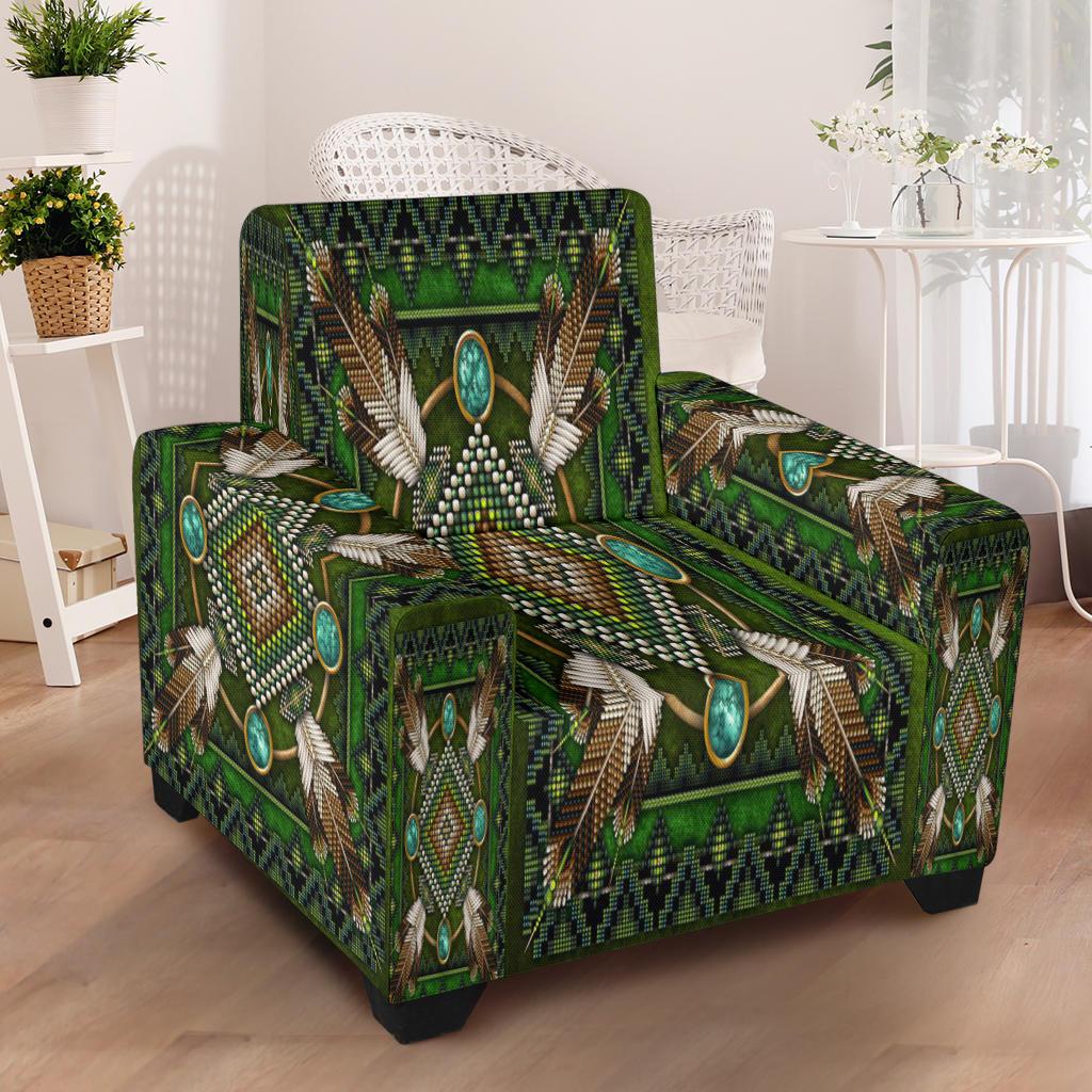 Green Mandala Native American 43" Chair Slip Cover - Powwow Store