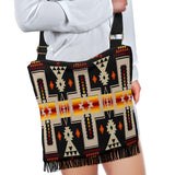 GB-NAT00062-01 Black Tribe Design Native American Crossbody Boho Handbag
