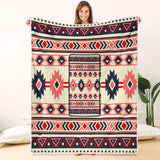 Powwow Storegb nat00375 pink navy pattern native pillow blanket