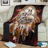 Powwow Store gb nat00391 wolves red galaxy blanket