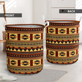 GB-NAT00507 Brown Ethnic Pattern Native Laundry Basket