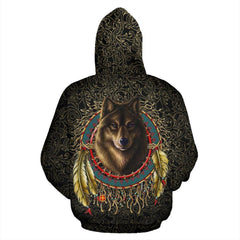 Wolf Warrior Dreamcatcher Native American Zipper Hoodie - Powwow Store