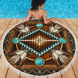 Mandala Brown Native American Pride Beach Towel