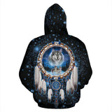 Galaxy Dreamcatcher Wolf Native American Zipper Hoodie - Powwow Store