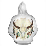 Mandala White Bison Native American All Over Zip-Up Hoodie - Powwow Store