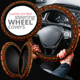 GB-NAT00046-08 Brown Native Tribes Pattern Steering Wheel Cover