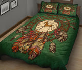 Green Horse Dreamcatcher Native American Quilt Bed Set - Powwow Store