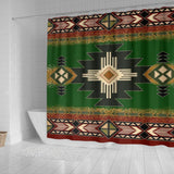 Green Tribe Pattern Native American Design Shower Curtain - ProudThunderbird