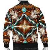 Naumaddic Arts Brown Native American Bomber Jacket