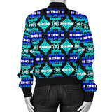 GB-NAT00656-02 Pattern Blue Native Women's Bomber Jacket