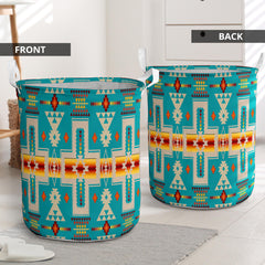 Powwow Store gb nat00062 05 turquoise tribe design laundry basket