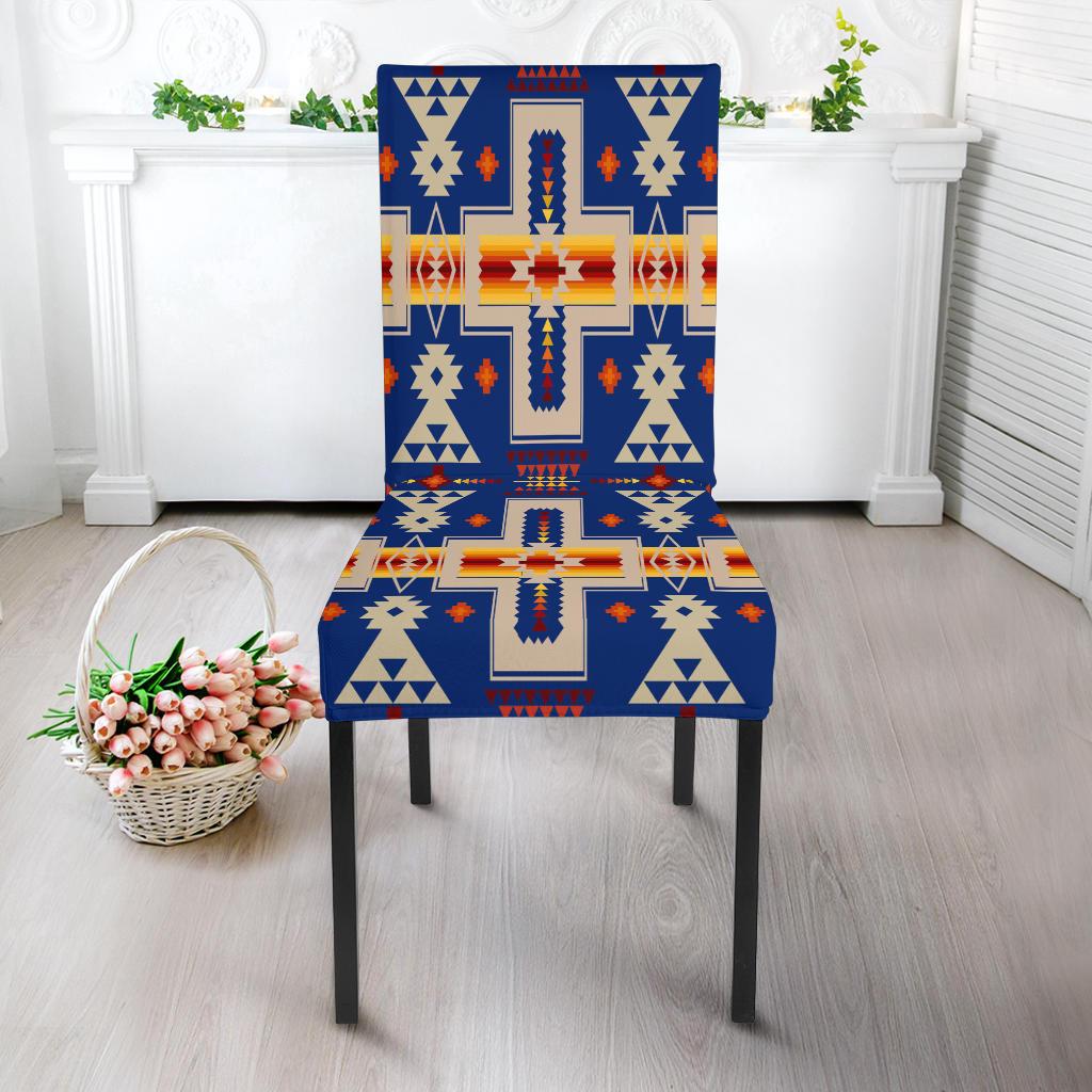 Navy Tribe Design Native American Dining Chair Slip Cover - Powwow Store