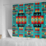 Blue Native Tribes Pattern Native American Shower Curtain