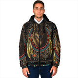 GB-NAT00020 Wolf Warrior Dreamcatcher Native American Men's Padded Hooded Jacket