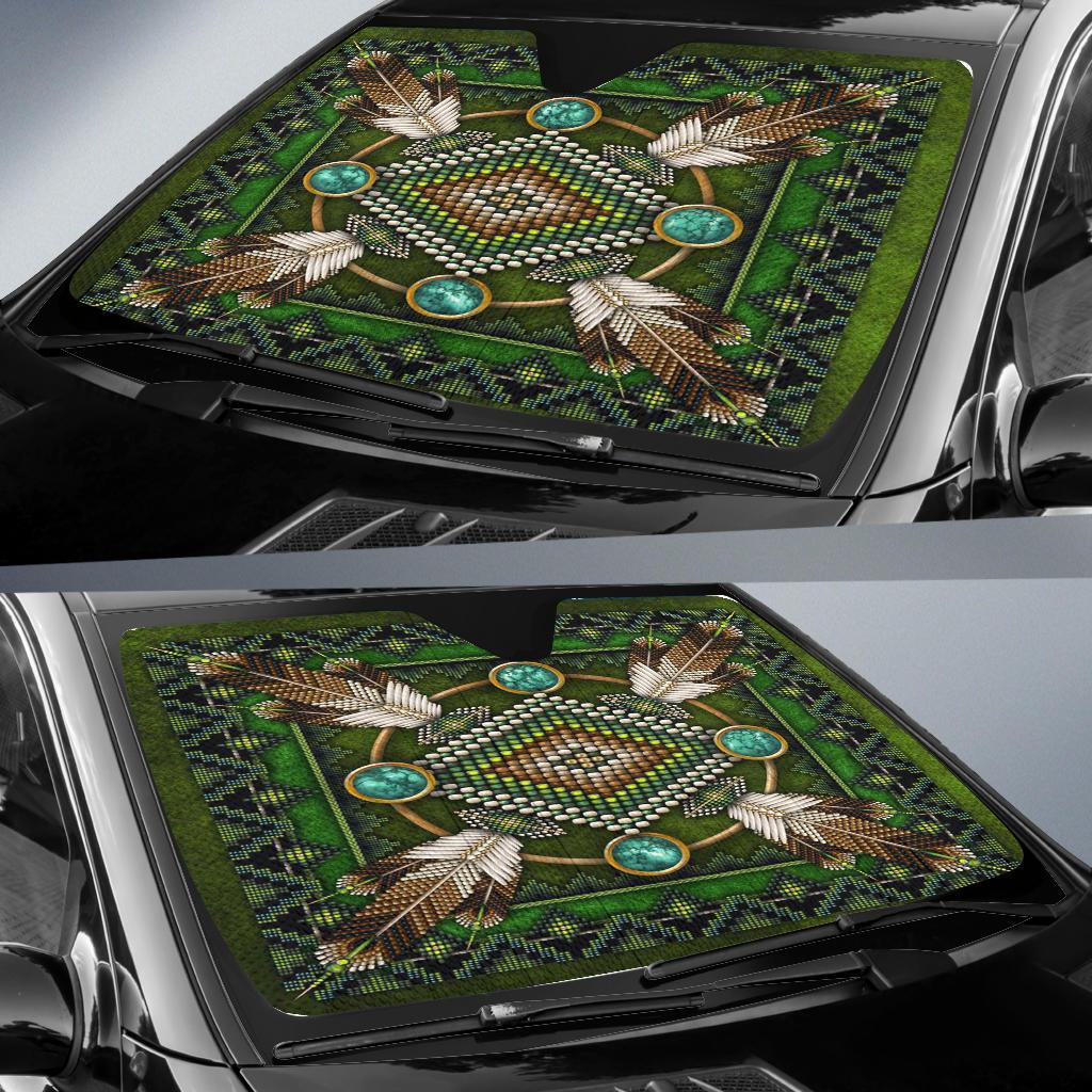Green Mandala Native American Pride Auto Sun Shades - Powwow Store