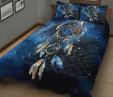 Blue Galaxy Dreamcatcher Native American Quilt Bed Set - ProudThunderbird