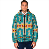 GB-NAT00062-05 Turquoise Tribe Men's Padded Hooded Jacket