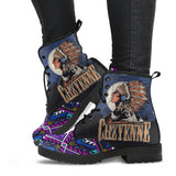 GB-NAT00380 Purple Tribe Pattern Leather Boots