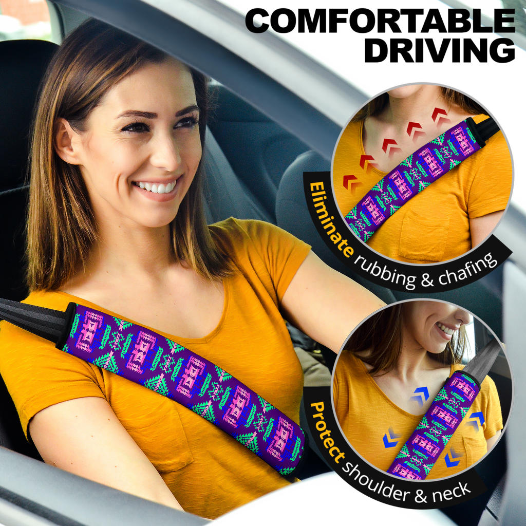 GB-NAT00628 Purple Pattern Native Seat Belt Cover