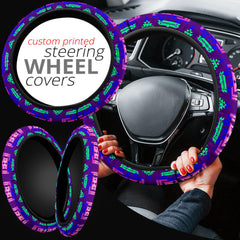 GB-NAT00628 Purple Pattern Native  Steering Wheel Cover