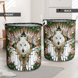 Powwow Storegb nat00639 mandala wolf native laundry basket