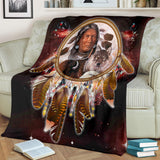 Powwow Store gb nat00393 chief animals red galaxy blanket