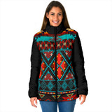 Powwow Storegb nat00112 dark brown red pattern womens padded jacket