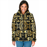 Powwow Storegb nat00566 seamless yellow pattern womens padded hooded jacket