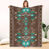 Powwow Storegb nat00538 blue pattern brown pillow blanket