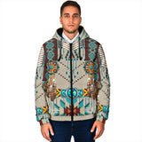 Powwow Storegb nat00069 turquoise blue pattern breastplate mens padded hooded jacket 1