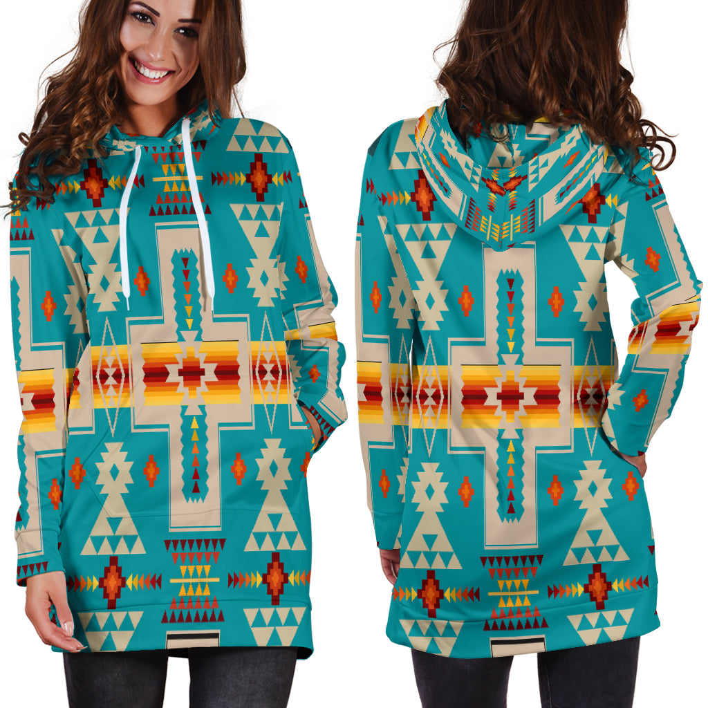 Powwow Store gb nat00062 05 turquoise tribe design native american hoodie dress