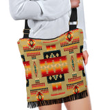 GB-NAT00046-15 Light Brown Tribe Pattern Native American Crossbody Boho Handbag