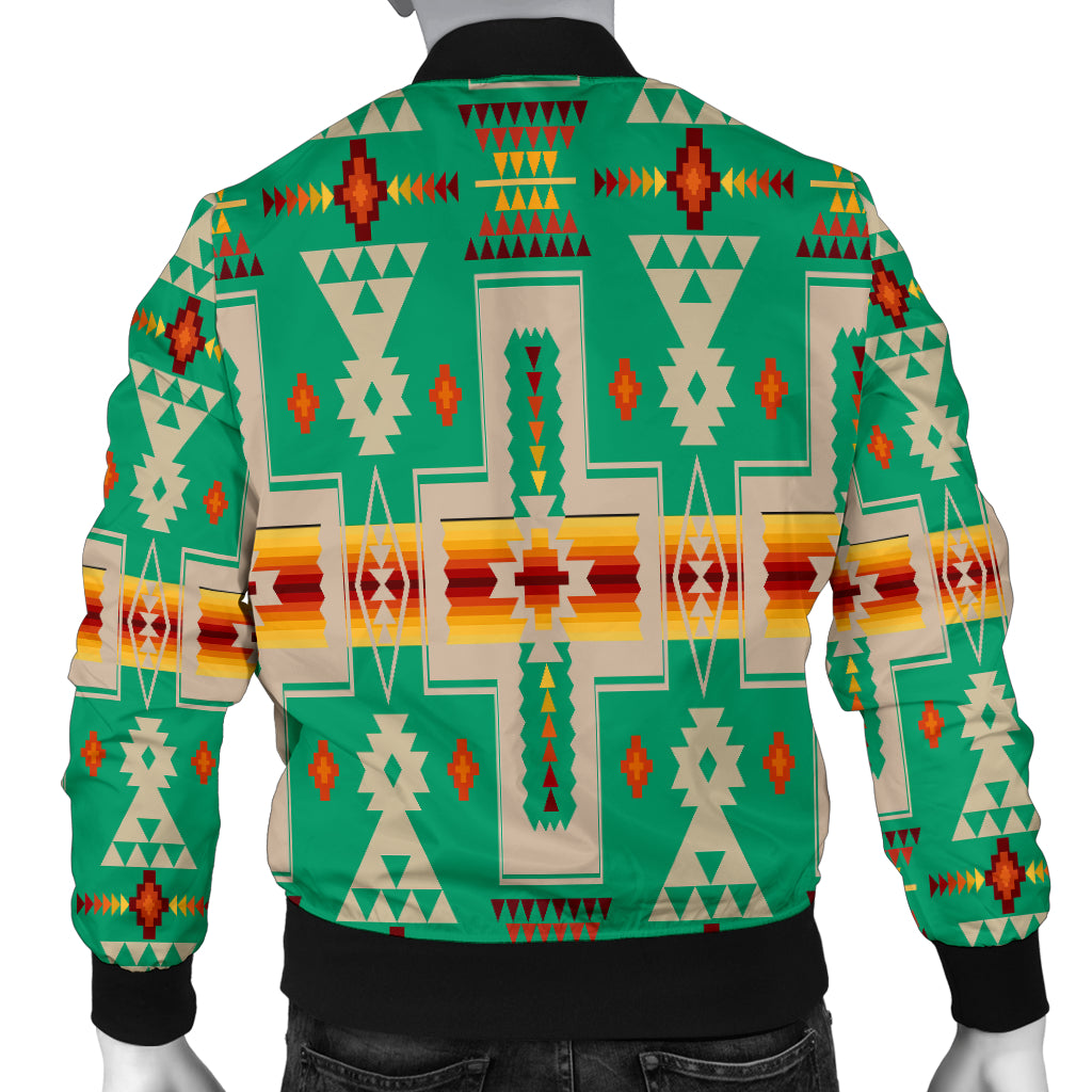 Powwow Store gb nat00062 06 green tribe design native mens bomber jacket