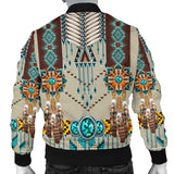 Powwow Store gb nat00069 turquoise blue pattern breastplate native mens bomber jacket