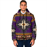 GB-NAT0001-04 Southwest Purple Symbol Native Men's Padded Hooded Jacket